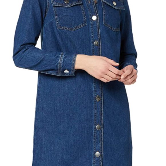 Women's Denim front button dress casual dress